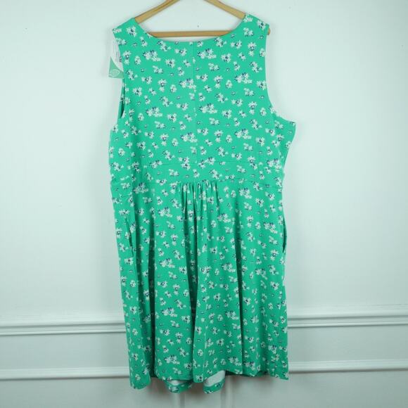 Land's End 3X Dress Modal Knit Pockets Green Floral Sundress Fit & Flare Stretch - Picture 7 of 7